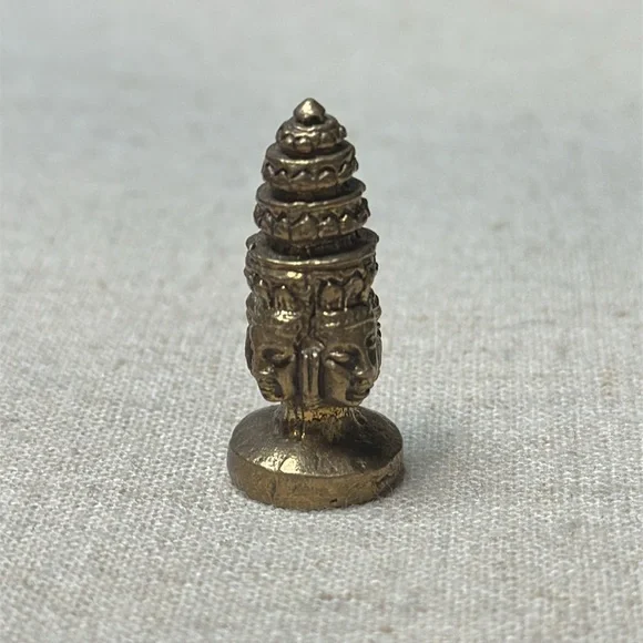 Mini Four Face Buddha Gold Decorative Figurine Knick Knack Collectible Vintage - Picture 2 of 7